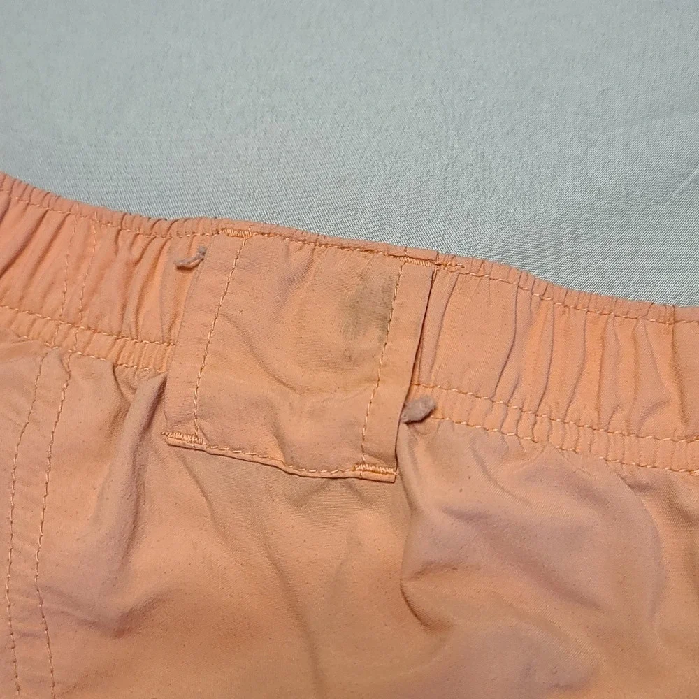 Columbia Cargo Shorts‎ Mens XL Orange Nylon Hiking Fishing Elastic Waist AL4572